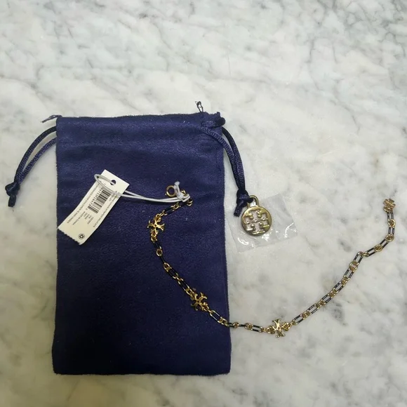 TORY BURCH mixed-metal  Roxanne Logo Chain Link Bracelet. NWT - Picture 2 of 2